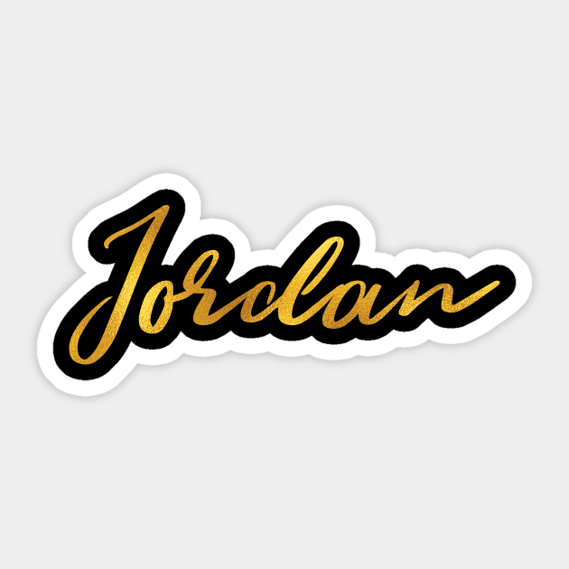 Jordan Name Hand Lettering in Faux Gold Letters Sticker by Pixel On Fire